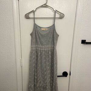 Elegant Gray Floral Dress